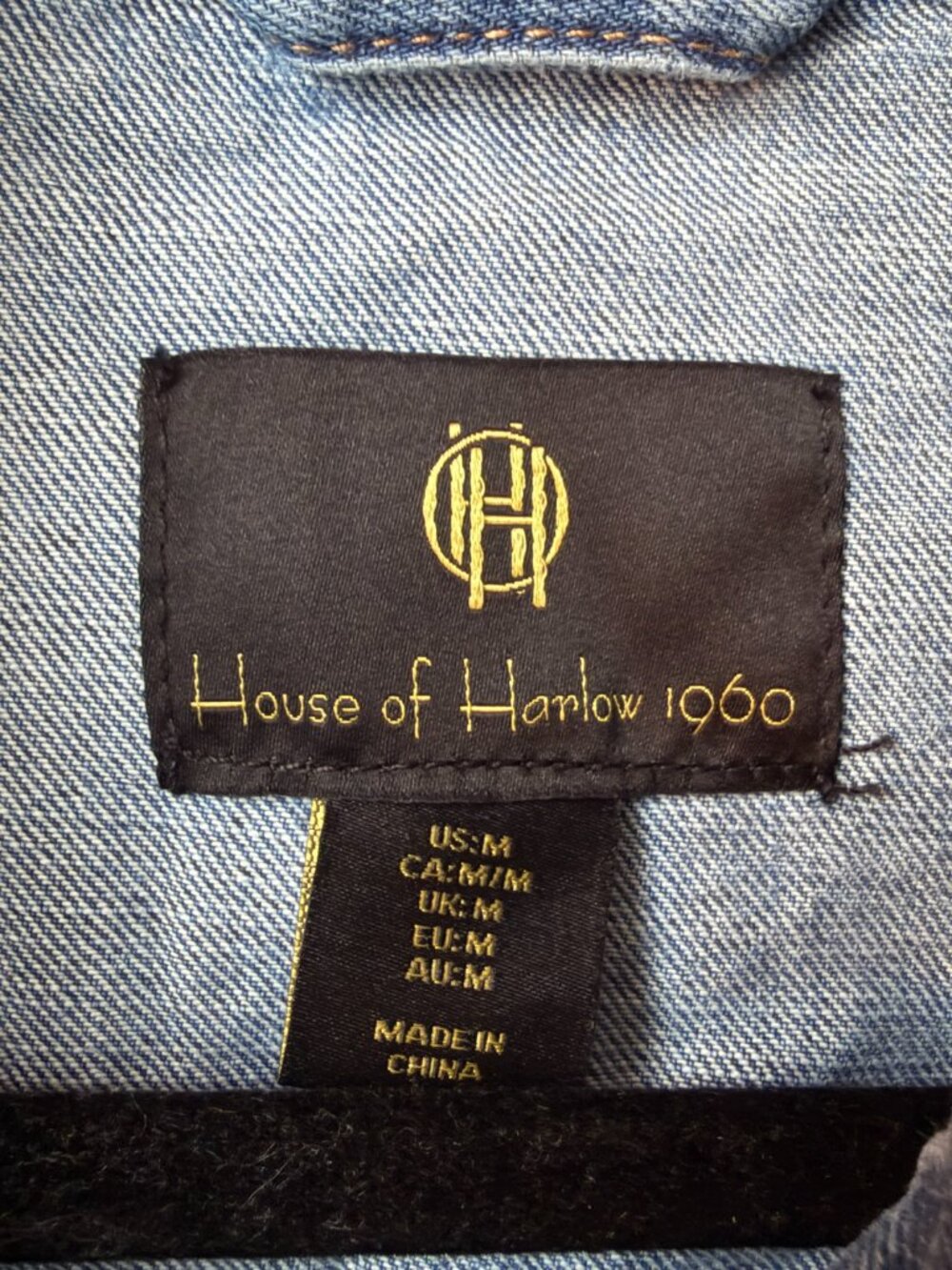 House of Harlow 1960 Cropped Shoulder Pad Jean Jacket Size M - Picture 3 of 5